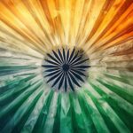 Artistic graphic design background inspired by Indian Tiranga colors for 26th jan parade tickets