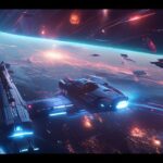 Sci-Fi Futuristic 4K desktop background with spaceships and neon lights
