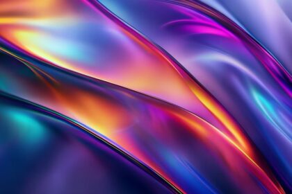 Abstract aesthetic mobile wallpaper with iridescent gradients and fluid shapes, luxurious 4K background, elegant phone backdrop, artistic digital art.