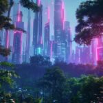 Cyberpunk nature realism 4K wallpaper for mobile