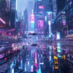 Cyberpunk neon cityscape 4K wallpaper
