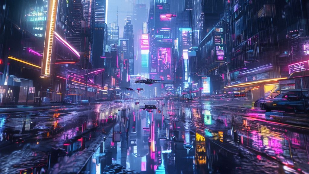 Cyberpunk neon cityscape 4K wallpaper