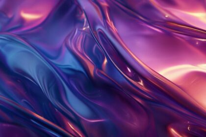 A vibrant 4K fluid abstract mobile background featuring luxurious swirling liquid silk textures in shades of blue, purple, and gold, with soft lighting and organic flowing shapes.