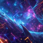 Sci-Fi Futuristic 4K cosmic scene with abstract geometric shapes and neon lights
