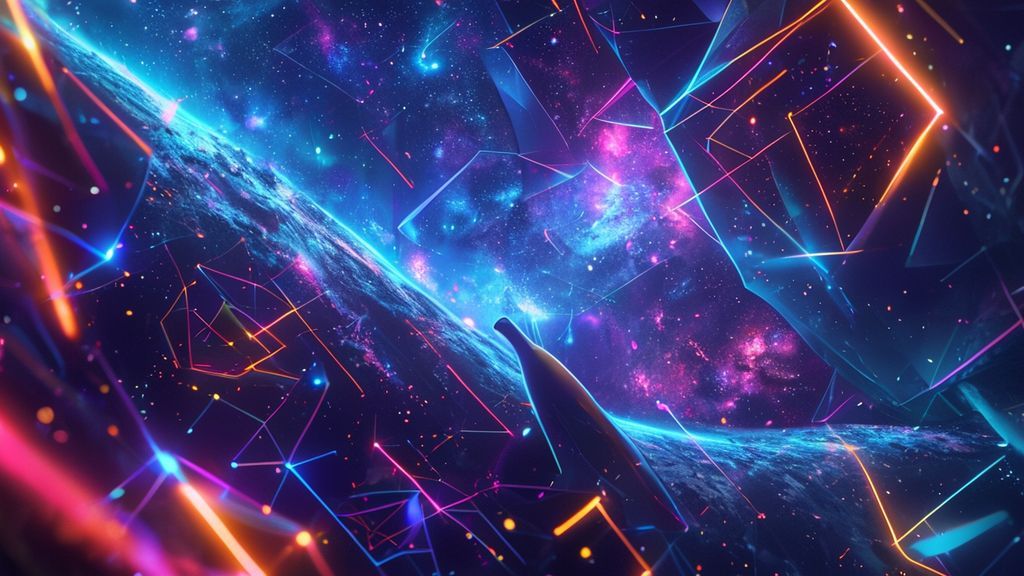 Sci-Fi Futuristic 4K cosmic scene with abstract geometric shapes and neon lights