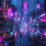 Cyberpunk neon abstract art 4K wallpaper