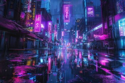 Cyberpunk neon abstract art 4K wallpaper