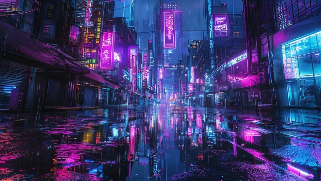 Cyberpunk neon abstract art 4K wallpaper