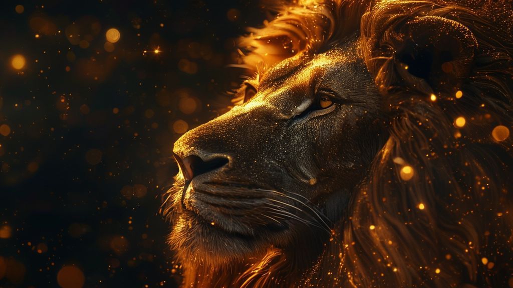 Luxury 4K animal wallpaper featuring a majestic lion, wildlife background, exotic decor, high-resolution nature theme.