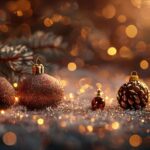 Luxurious 4K Christmas background with sparkling golden lights, elegant ornaments, and a festive, warm glow, perfect for opulent holiday themes.