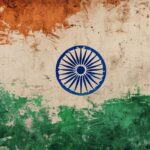 Artistic graphic design background inspired by Indian Tiranga colors for first republic day