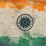 Artistic graphic design background inspired by Indian Tiranga colors for happy republic day in hindi