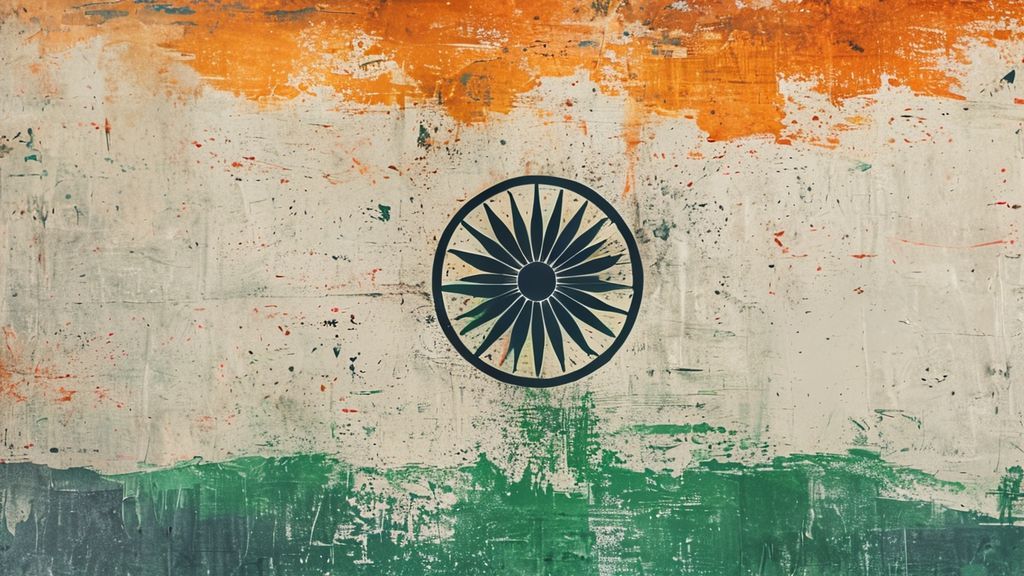 Artistic graphic design background inspired by Indian Tiranga colors for happy republic day in hindi