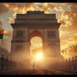 Luxurious 4K background image of India Gate during Republic Day celebrations, featuring elegant military parade, Indian flag, and vibrant national pride.